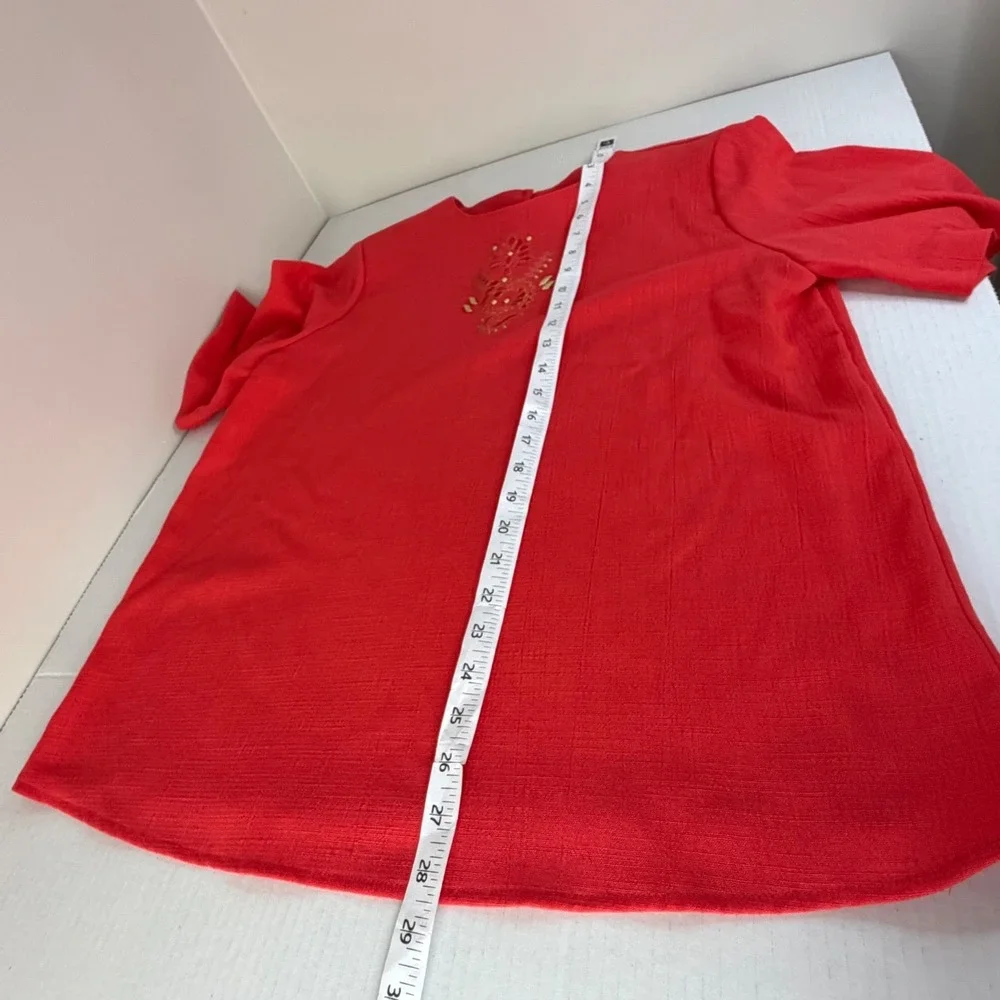Vintage New City Girl Nancy Bolen Red/Orange 2PC Blouse Blazer Set Large Women's